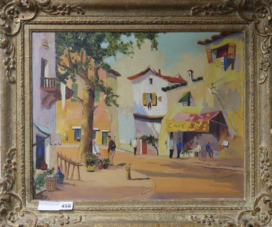 Attributed to Cecil Rochfort DOyly John, oil on canvas, Mediterreanean town square, 40 x 49cm